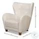 Lombard Crystal White Leather Wing Chair
