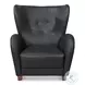 Lombard Santoni Black Leather Wing Chair