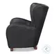 Lombard Santoni Black Leather Wing Chair