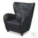 Lombard Santoni Black Leather Wing Chair