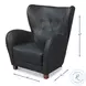 Lombard Santoni Black Leather Wing Chair