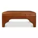 Streetman Havana Brown Leather Upholstered Square Cocktail Ottoman with Nailhead Trim
