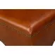 Streetman Havana Brown Leather Upholstered Square Cocktail Ottoman with Nailhead Trim