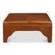Streetman Havana Brown Leather Upholstered Square Cocktail Ottoman with Nailhead Trim
