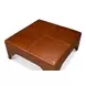 Streetman Havana Brown Leather Upholstered Square Cocktail Ottoman with Nailhead Trim