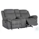 Zubaida Two Tone Gray Velvet Reclining 78" Loveseat and Console with USB Charging