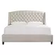Curated Beige and Graphite Queen Upholstered Panel Halston Bed with Nailhead Trim