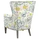 Avery Cream Upholstered Wing Chair with Nailhead Trim