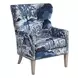 Avery Blue Upholstered Wing Chair with Nailhead Trim