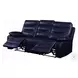 Aashi Navy Leather Reclining 90" Sofa