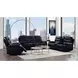 Aashi Navy Leather Reclining 78" Loveseat with Console