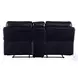 Aashi Navy Leather Reclining 78" Loveseat with Console