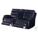 Aashi Navy Leather Reclining 78" Loveseat with Console