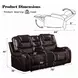 Braylon Brown Reclining 78" Loveseat with Console and Nailhead Trim