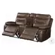 Aashi Brown Leather Reclining 78" Loveseat with Console