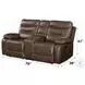 Aashi Brown Leather Reclining 78" Loveseat with Console