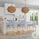 Creanly Baby Blue Rattan Counter Height Stool