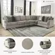 Bovarian Stone 4 Piece Sectional with LAF Loveseat