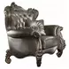 Versailles Silver Upholstered Accent Chair with Pillows and Nailhead Trim