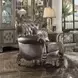 Versailles Silver Upholstered Accent Chair with Pillows and Nailhead Trim