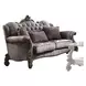 Versailles Antique Platinum Living Room Set with Pillows and Nailhead Trim