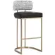 Sylvara Bravo Black and Halton Birch Performance Fabric Bar Stool