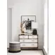 Key Biscayne Lamar Brown and Black Upholstered Round Swivel Ottoman with Nailhead Trim