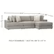 Avaliyah Ash Modular 3 Piece RAF Chaise Sectional
