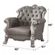Dresden Gray Upholstered Accent Chair with 1 Pillow and Nailhead Trim