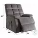 Ipompea Gray Velvet Recliner with Power Lift and Massage