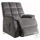 Ipompea Gray Velvet Recliner with Power Lift and Massage