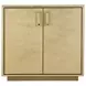 Francois Antique Gold Leather Upholstered 2 Door Accent Cabinet