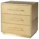 Francois Antique Gold Leather Upholstered 3 Drawer Accent Chest