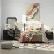 Modena Midnight Blue and Cream Full Upholstered Panel Bed