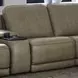 Weston Sophia Oatmeal Leather 5 Piece Modular Dual Power Zero Wall Reclining Sectional with Power Headrest and USB Charging