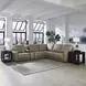 Weston Sophia Oatmeal Leather 6 Piece Modular Dual Power Zero Wall Reclining Sectional with LED and USB Charging