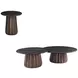 Jennings Polished Black and Royal Brown Round Stone Top End Table