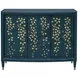 Argento Antique Blue and Gold Leaf 3 Door Accent Cabinet