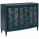 Argento Antique Blue and Gold Leaf 3 Door Accent Cabinet