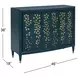 Argento Antique Blue and Gold Leaf 3 Door Accent Cabinet