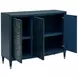 Argento Antique Blue and Gold Leaf 3 Door Accent Cabinet