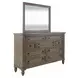 Americana Farmhouse Dusty Taupe and Black 9 Drawer Dresser with Mirror