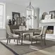 Americana Farmhouse Dusty Taupe and Brown Upholstered 5 Piece Extendable Dining Set with Nailhead Trim