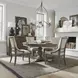 Americana Farmhouse Dusty Taupe and Brown Upholstered 5 Piece Dining Set with Nailhead Trim