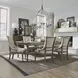 Farmstead Living Dusty Taupe and Brown Upholstered 7 Piece Extendable Dining Set with Nailhead Trim