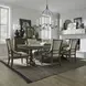 Farmstead Living Dusty Taupe and Brown Upholstered 7 Piece Extendable Trestle Base Dining Set with Nailhead Trim