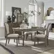 Americana Farmhouse Dusty Taupe and Brown Upholstered 5 Piece Extendable Leg Base Dining Set with Nailhead Trim