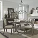 Americana Farmhouse Dusty Taupe and Brown Upholstered 5 Piece Extendable Rectangular Dining Set with Nailhead Trim
