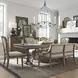 Americana Farmhouse Dusty Taupe and Brown Upholstered 6 Piece Extendable Rectangular Dining Set with Nailhead Trim