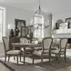 Farmstead Living Dusty Taupe and Brown Upholstered 7 Piece Extendable Rectangular Leg Dining Set with Nailhead Trim